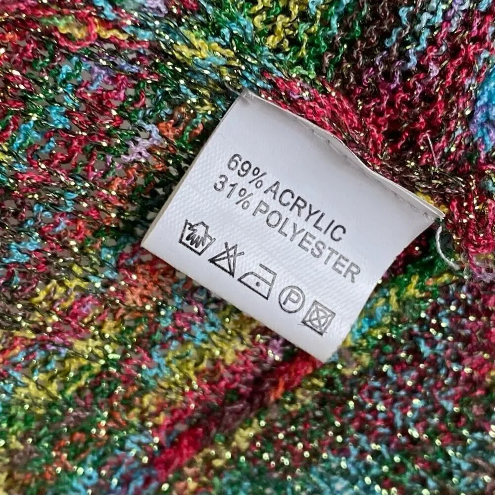 Vintage y2k Kessley Multicolor Rainbow Metallic Bell Sleeve Cardigan Sweater S
